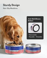Dog Bowl, HomeRunPet Dog Food Water Bowl with Non-Slip Rubber Base, Metal Insulated Stainless Steel Dog Bowls, Double Wall Dog Bowl for Small Medium Large Dogs, Durable, Dishwasher Safe, 64oz