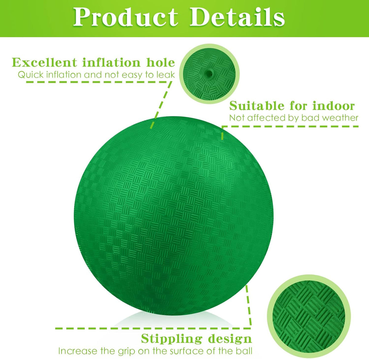 Yunsailing bulk dodgeballs, 24 6 inch playground balls with air pump - view 12