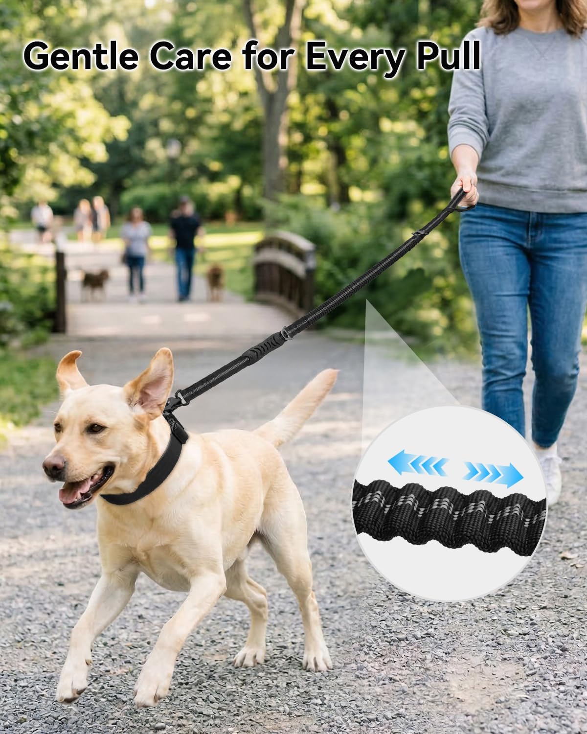 Joytale Tactical Bungee Dog Leash, Shock Absorbing No Pull - Black - image 2