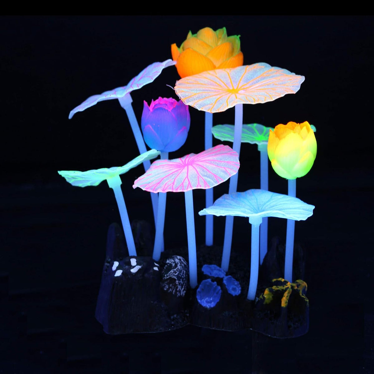 Glowing Fish Tank Decoration Aquarium Plants Accessories Kit #2 – Essentials for Fish - Lotus+Kelp+strip Coral+Anemone - image 4