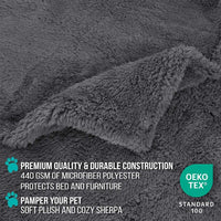 PetAmi Fluffy Sherpa Waterproof Dog Blanket for Small Pet Cat - Grey / Large (40x60) - image 3