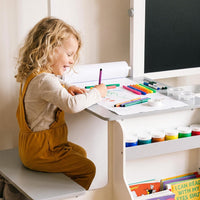 INFANS 3 in 1 kids art table and chair set with double-sided easel and paper roll - view 2