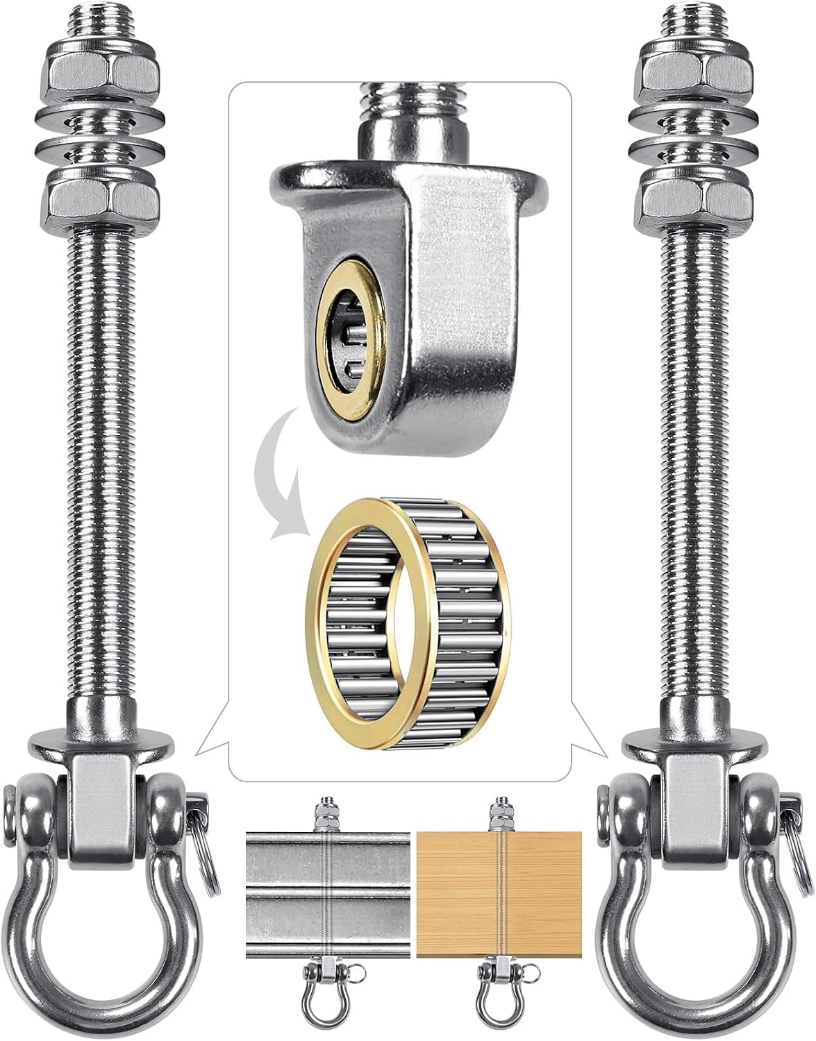 BeneLabel heavy duty stainless steel swing hangers with bearings, set of 2