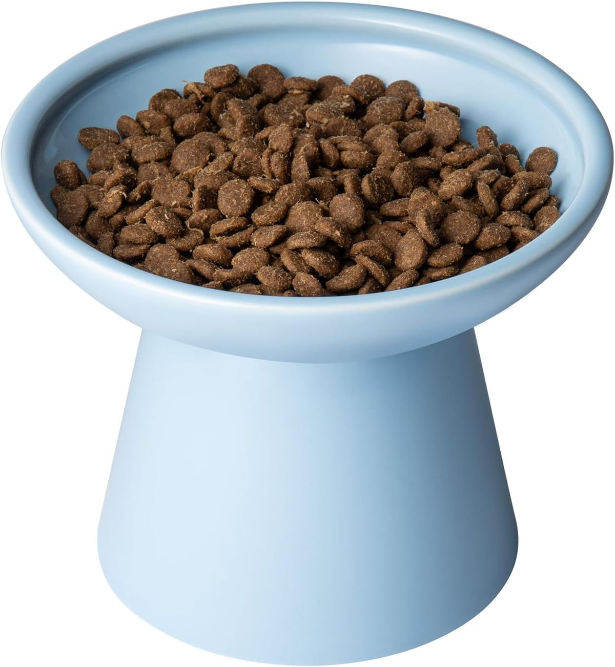 Extra Wide Elevated Ceramic 6.2" Shallow Cat Food Bowl – Essentials for Cats - Blue-Shallow