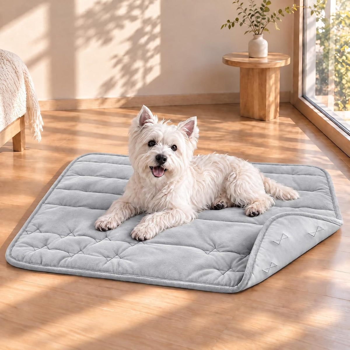 Vagascape Dog Crate Pad, Reversible Warm/Cooling Mat for Dogs - Square Grey / Large