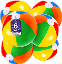 Top Race 6 Pack Inflatable Large Beach Balls 24 inch Pool Ball Summer