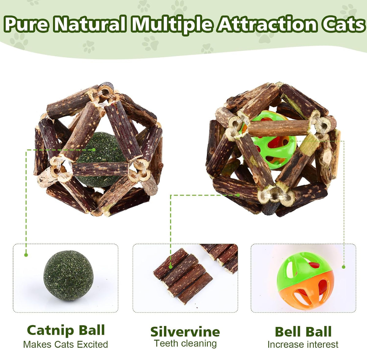 6 Pack Silvervine Sticks for Cat, Natural Catnip Toys – Essentials for Cats - 24 Pack - image 2