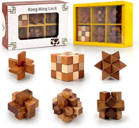 VolksRose 12pcs Wooden Brain Teaser Puzzles - B-6pcs-4.5cm-2