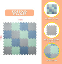 16 Tiles Foam Play Mat, Soft & Safe EVA Foam Mats for Floor - Gray/Bean Green/Gray Blue - image 2