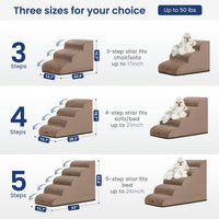 Dog Stairs for Small Dogs, 3-Step Pet Steps for Couch Sofa - Camel / 5 / 5-Step (33"D x 15.7"W x 22.6"H) - image 2