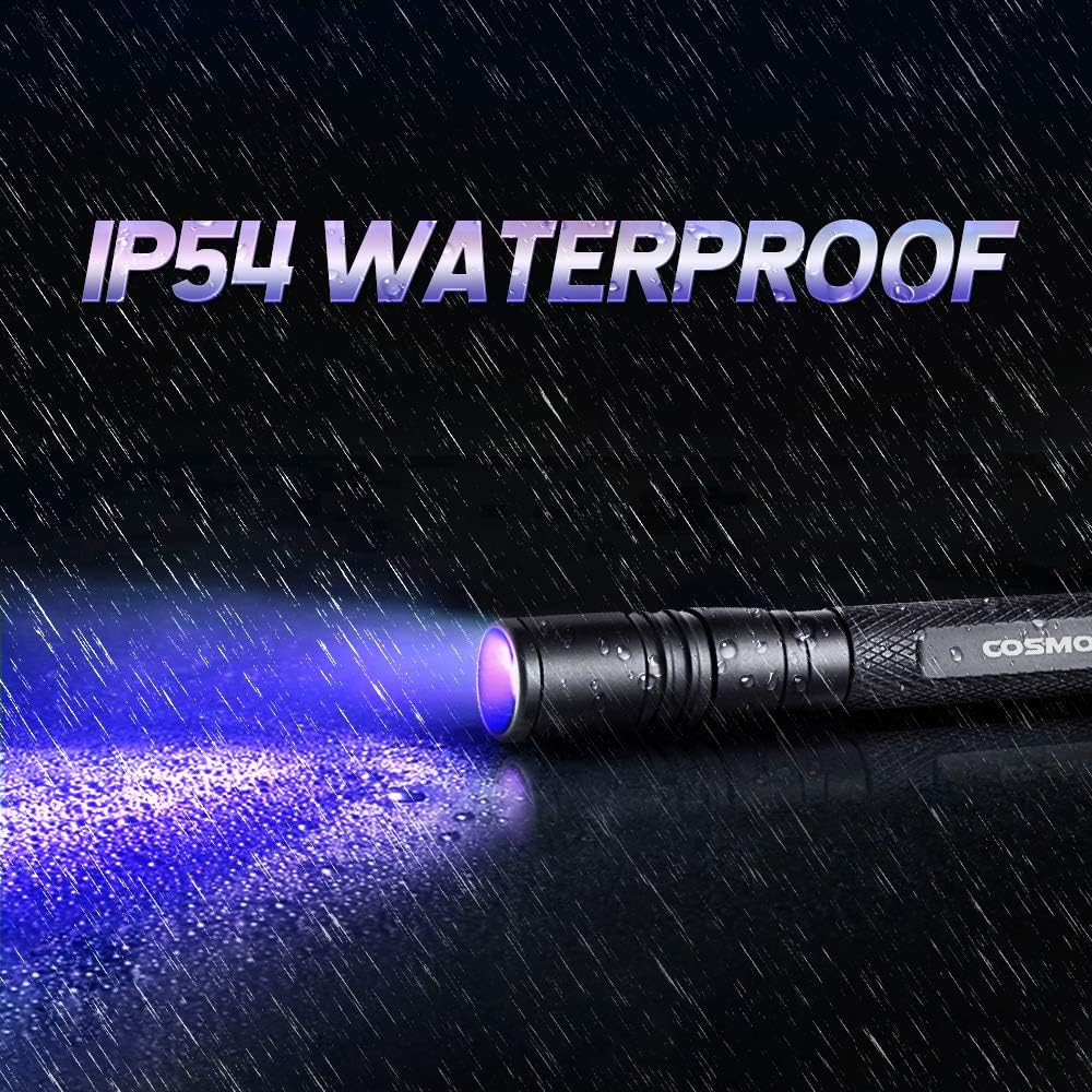 UV Flashlight 395nm Zoomable Black Light Lamp Ultraviolet Lights – Essentials for Dogs - 1 Pcs Uv Penlight + 1 Pcs Led Flashlight - image 3