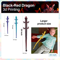 3D Printed Dragon 24 Inch - Red Black / 24in - image 3