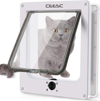 CEESC Medium Cat Door for Interior/Exterior, for Pets <15.75" - XL- Inner size: 7.7"(W) x 8.9"(H) / White
