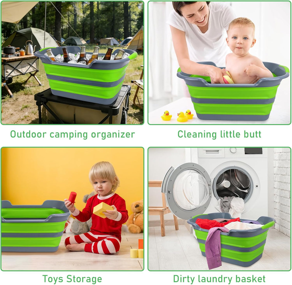 Collapsible Dog Bathtub, Portable Pets Bathing Tub for Puppy Cats, Gray – Essentials for Dogs - Medium / Green - image 4