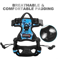 BARKBAY No Pull Dog Harness Front Clip Heavy Duty Reflective Easy Control Handle for Large Dog Walking(Blue camo,XL)