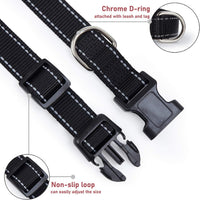 Reflective Dog Collar, Puppy Collar with Buckle Adjustable - Black / Medium :Width 3/4",Neck 12-18" - image 3