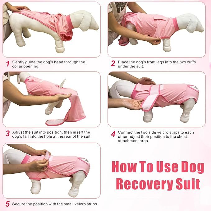 Idepet Dog Recovery Suit Female,Dogs Onesie Suit Surgery Male Breathable Pet Bodysuit for Spay Neuter E-Collar & Cone Alternative Surgical Suit Puppy Abdominal Anti Licking Wounds Shirt (Pink, XXL)