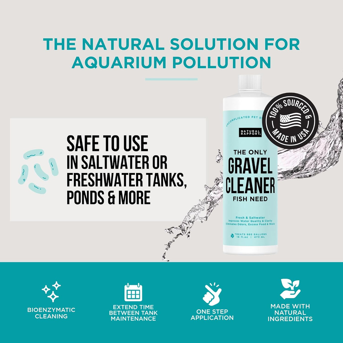 Natural Rapport Aquarium Gravel Cleaner, No-Vacuum Waste Reducer - 4 Fl Oz (Pack of 1) - image 4