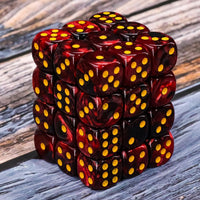 24 of Pack 16MM 6 Sided Dice Set, Two Colours D6 Game Dice Set - Dark Red Black Swirl - image 4