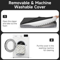 OhGeni Orthopedic Waterproof & Machine Washable Dog Bed for Large Pets, Suitable for Crates, 25D Egg Crate Foam, Non-Slip Bottom & Removable Cover, Checkerboard Fabric, 41 Inches(Gray)