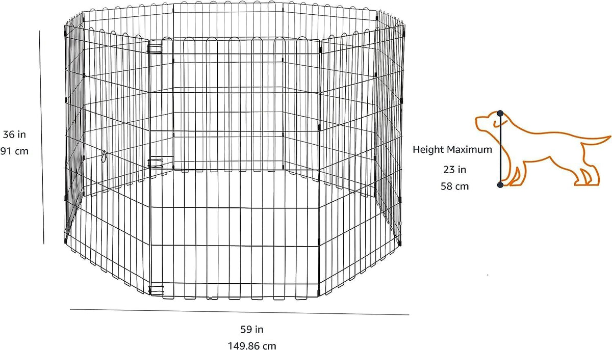 Amazon Basics Portable Foldable Octagonal Metal Exercise Dog Playpen - Without door / 36"H - image 2