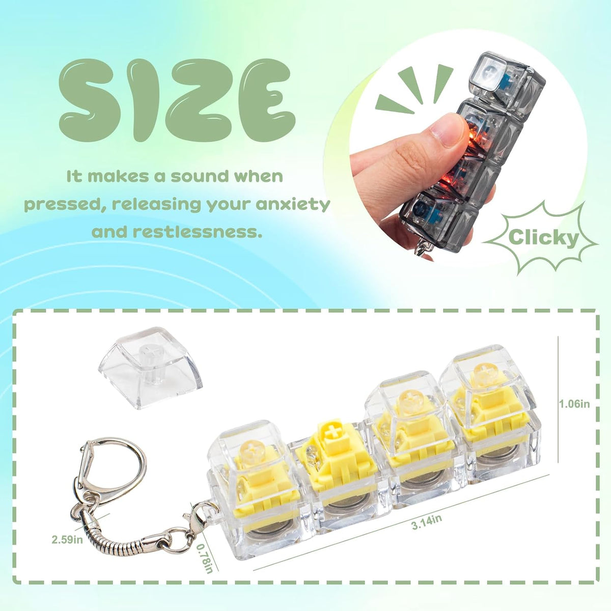 2 Pcs LED Keyboard Fidget Toy for Adults - Light Yellow Creamy+ Blue Switch - image 3