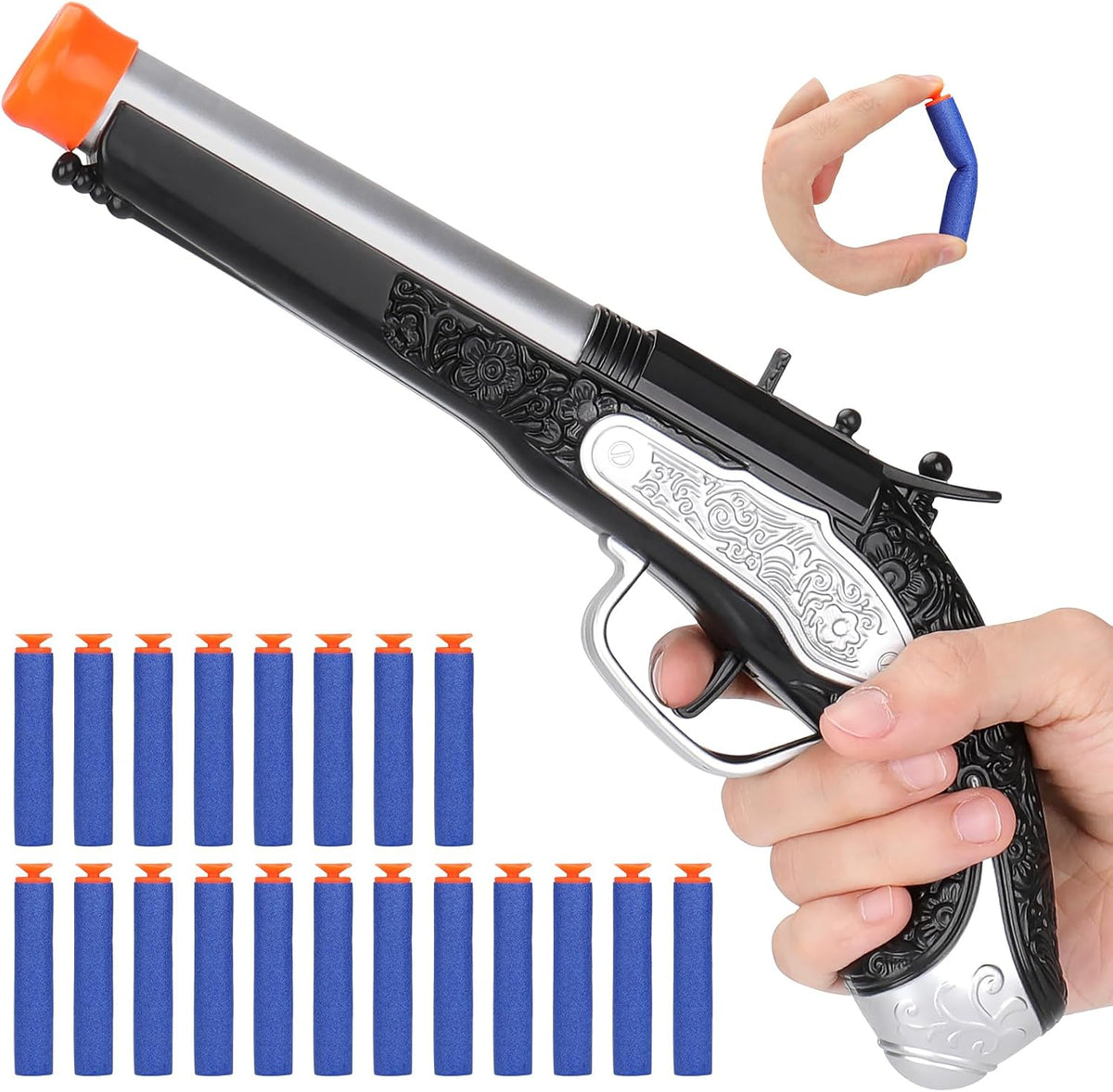 Toy Pirate Foam Blaster for kids Soft Foam Darts 20pcs Themed - Silver