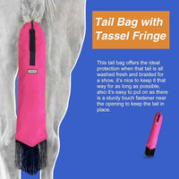 Harrison Howard Smooth Lightweight Adjustable Fastener Nylon Horse Tail Bag with Fringe