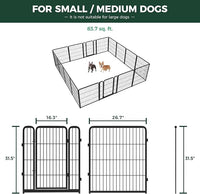 FXW Homeplus Unleashed Indoor Dog Playpen - Stress-Free and Safe Play, Heavy Duty 32 Inch 16 Wire Panels Dog Pen for Small and Medium Dogs, Black│Patented