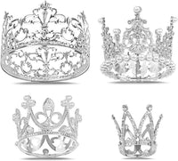 COIDEA gold crown cake toppers in four sizes with crystals and pearls - view 2