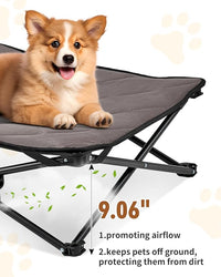 KingCamp Elevated Dog Bed for Small Dogs, Raised Outdoor Indoor Portable Cooling Cot Lifted Pet Hammock Off Ground with Washable Breathable Mesh & Frame with Non Slip Foot for Camping Backyard, Black