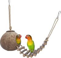 Niteangel Natural Coconut Hamster Hideaway with Ladder - House with Ladder / Smooth Surface