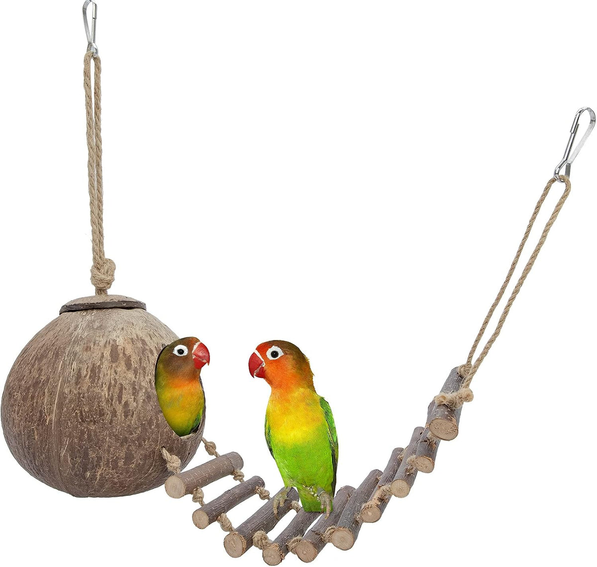 Niteangel Natural Coconut Hamster Hideaway with Ladder - House with Ladder / Smooth Surface
