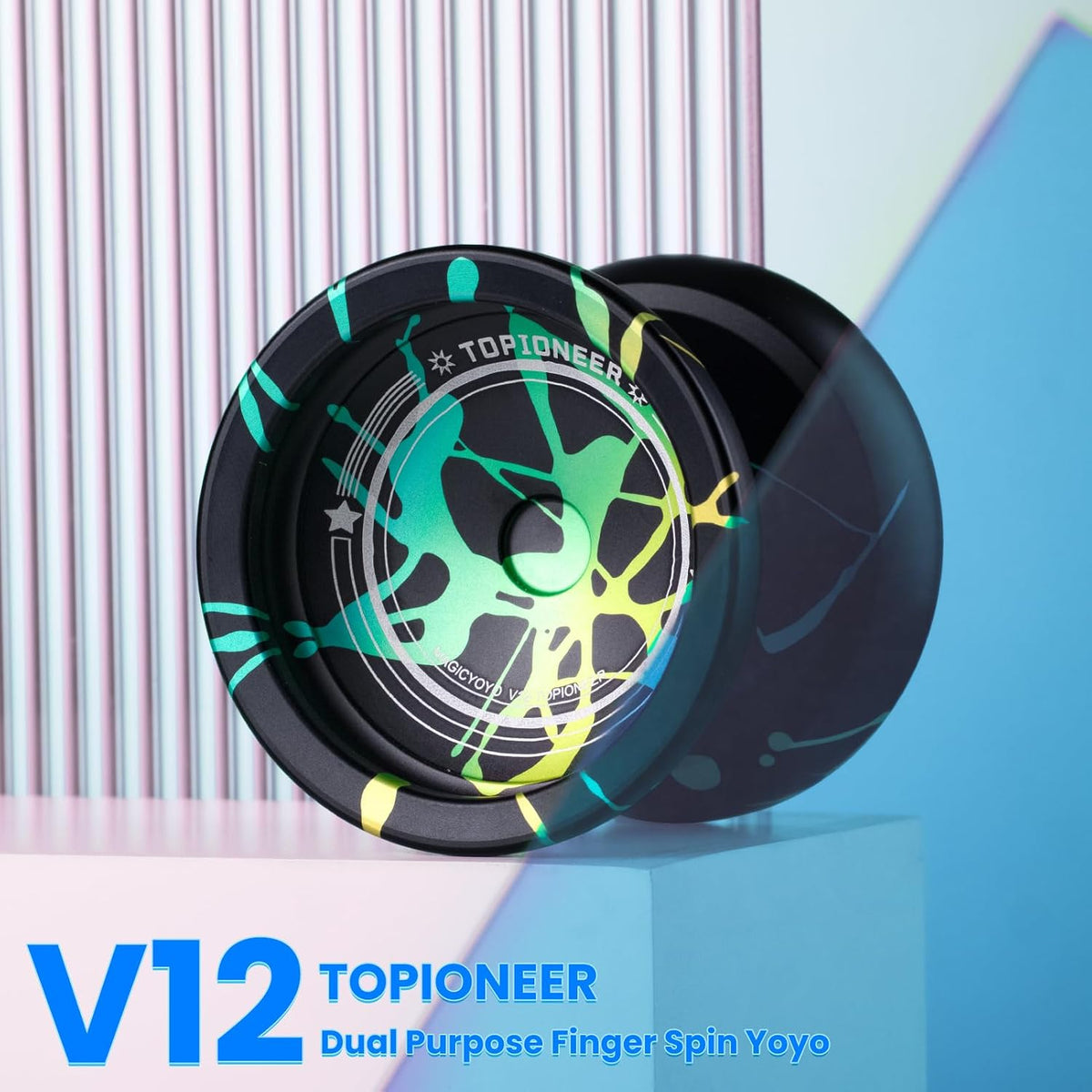 MAGICYOYO V12 Finger Spin Yoyo - Black Green Cyan - image 4