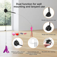 22Pcs 5-in-1 Cat Toys Interactive Cat Toy for Indoor Cats with Sticky Super Suction Cup Detachable Replacements Feathers Balls Mice Spring 3 Wand Hanging Door Kitten Toys