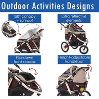 Run Performance Jogging Sports Stroller with Comfort Rubber Wheels/Zipper-Less Entry/1-Hand Quick Fold/Aluminum Frame for Small/Medium Dogs, Cats and Pets (Taupe)