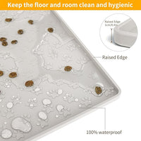 Ptlom Dog Food Mat Anti-Slip Pet Bowl Mats for Food and Water, High-Lips Pet Placemat Prevent Messy Spills to Floor, Waterproof Puppy Feeding Tray for Small, Medium Large Dogs Cats, Silicone