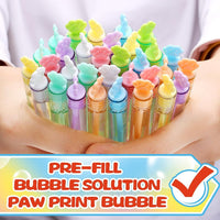 MAPIXO paw print mini bubble wands, 32 bottles in 8 colors in a display box - view 2