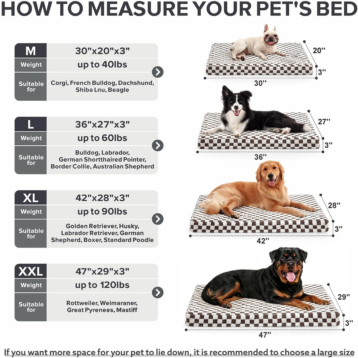 JOEJOY Dog Bed for Large Dogs - M (30x20) / Coffee - image 3