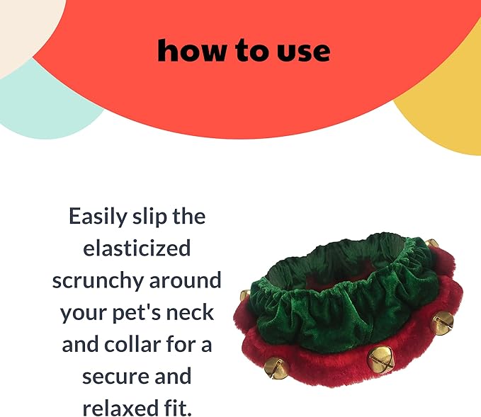 Huxley & Kent Ruff Pet Scrunchy | Elf (Extra-Small) | Festive Christmas/Holiday Neckwear for Dogs/Cats | Fun Stretchable Costume Accessory | Soft Collar with Bells