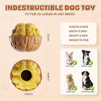 Dog Frozen Treats Toy, Cognitive Dogs Brain Stimulation Toys for Aggressive Chewers, Interactive Dispensing Toy Enrichment Keep Them Busy No-Boredom, Tough Nylon&Coffe Wood Fillable Puzzle Dog Feeder