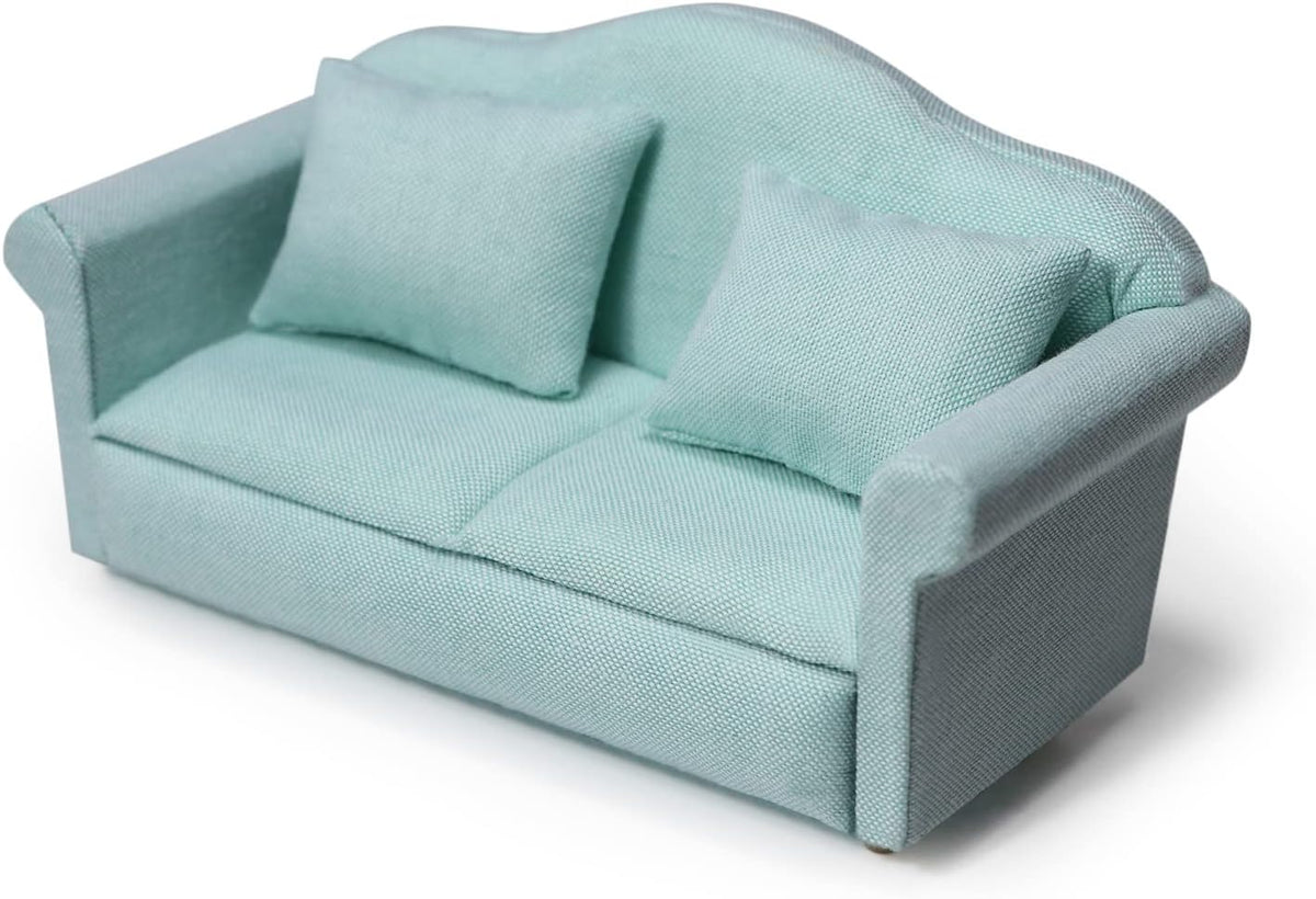 Cutemini white 1/12 scale dollhouse loveseat couch with pillows - view 5