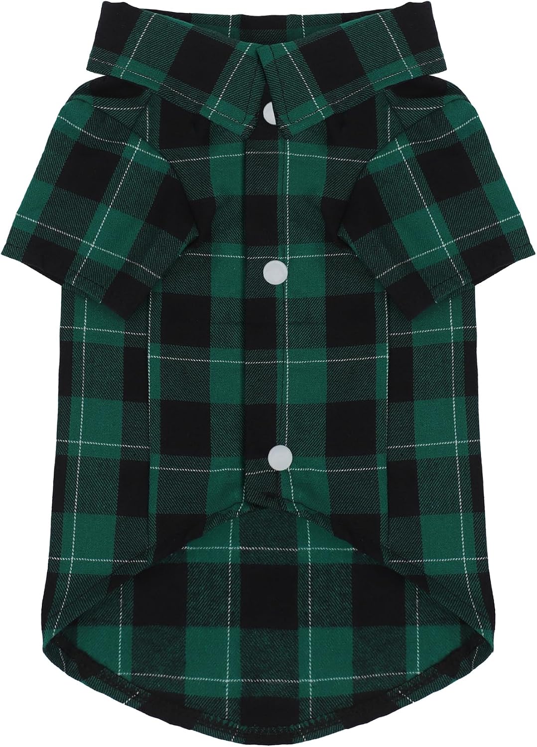 Plaid Dog Shirt: Classic Checkered Style in Pure Cotton for Large - S-(5~7lb) | Chest(~15.5") / Green