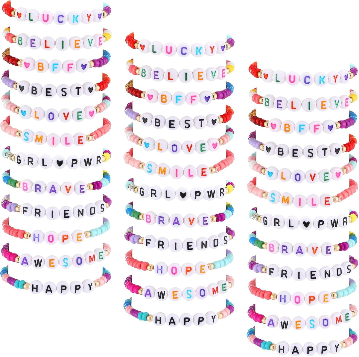 Cunno kids friendship bracelets with letter beads and colorful glass beads - view 3