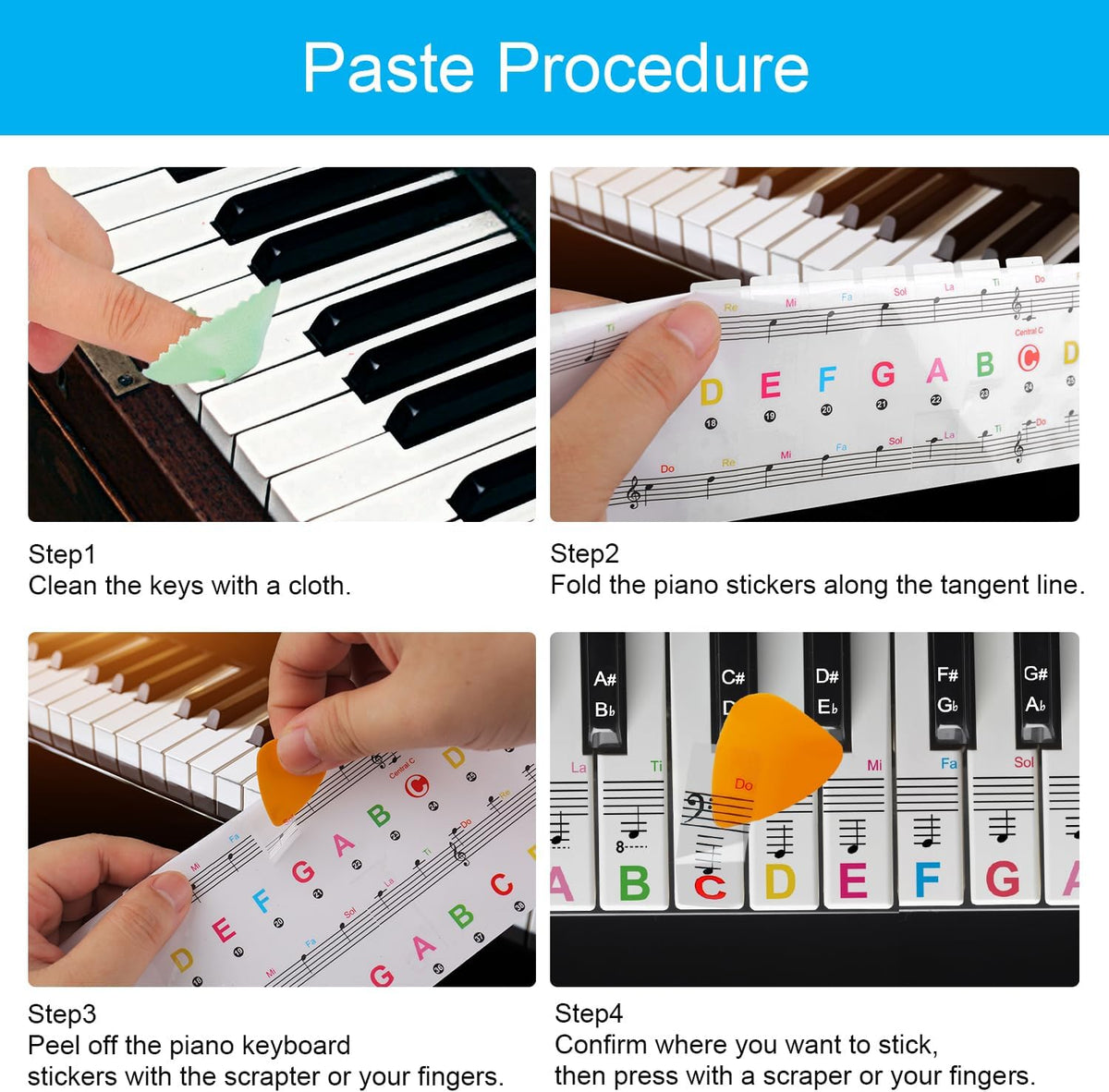 2 Pack Piano Keyboard Stickers for 88/76/61/54/49 Keys - 1 - image 2