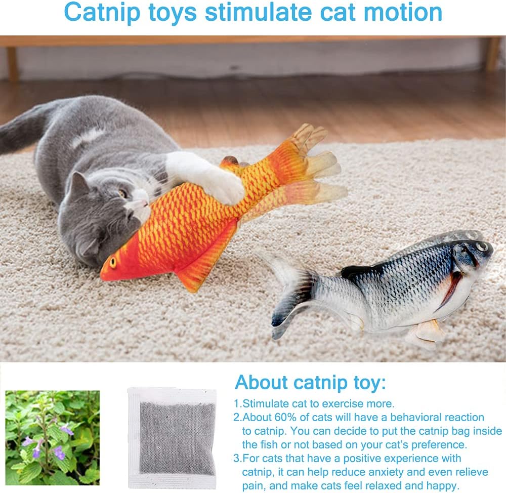 Tocirelo Cat Toys Flopping Fish with Catnip - Crusion+Redfish - image 3