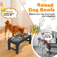 URPOWER Raised Dog Bowls 4 Height Adjustable Elevated Bowl Stand – Essentials for Dogs - Black - image 3