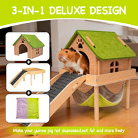 3 in 1 Enlarged Guinea Pig Hammock - Matcha Brown - image 2