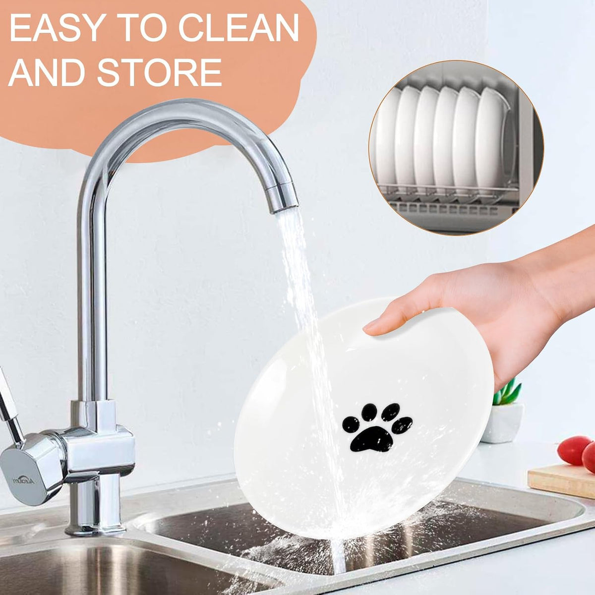 6 Pack Cat Food Bowl, Ceramic Cat Bowls - White-E - image 4