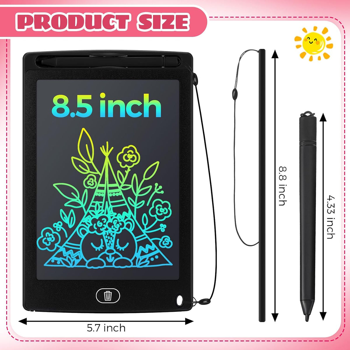 Zhehao LCD writing tablets for kids, 32 colorful 8.5 inch erasable doodle boards - view 23